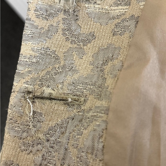 Ruth Metallic Jacquard Tan Gold Jacket Vintage Silk Lined Sz 2 - Picture 7 of 9